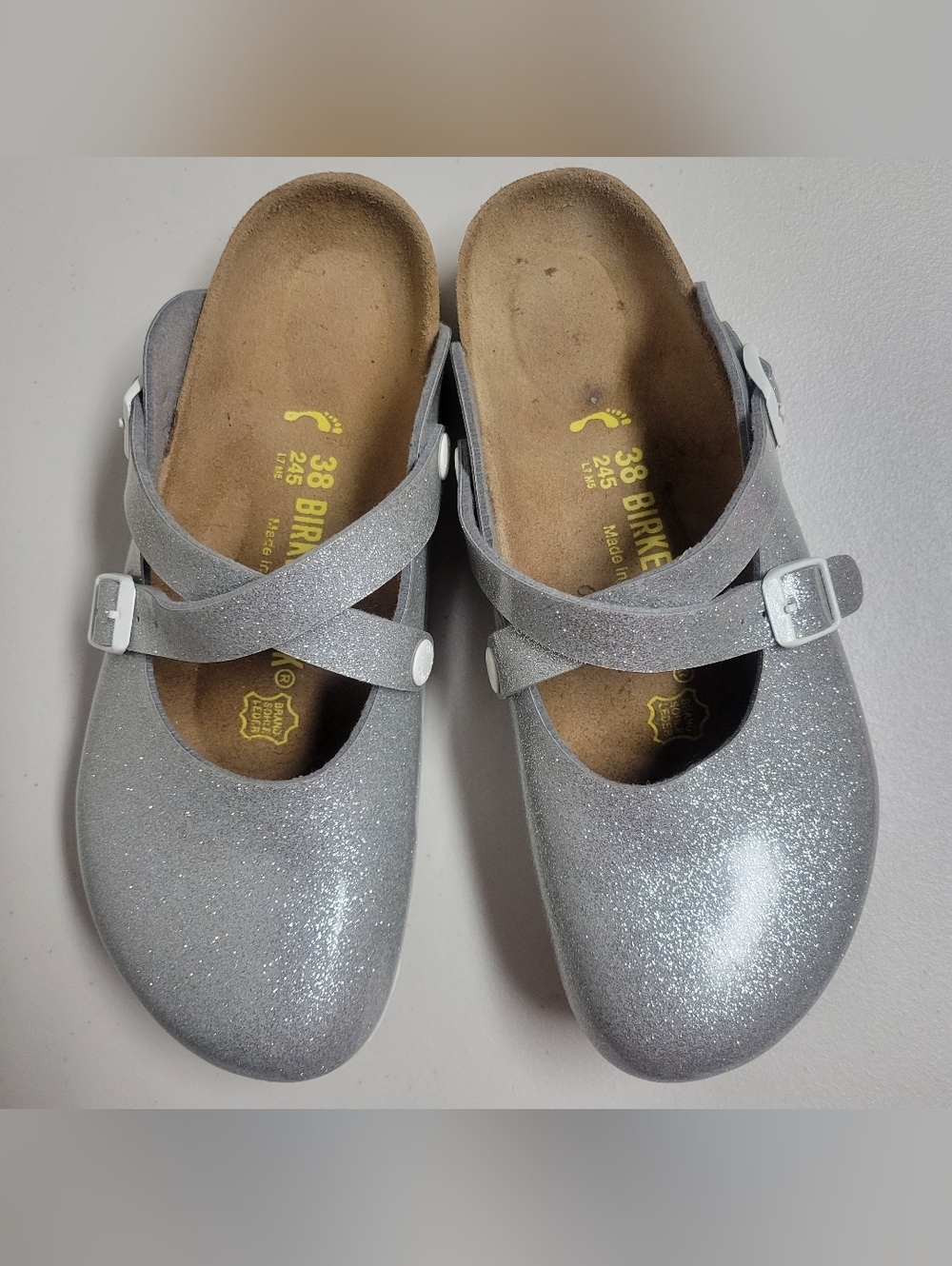 Birkenstock Dorian Clogs White Silver Unisex L7-M5.